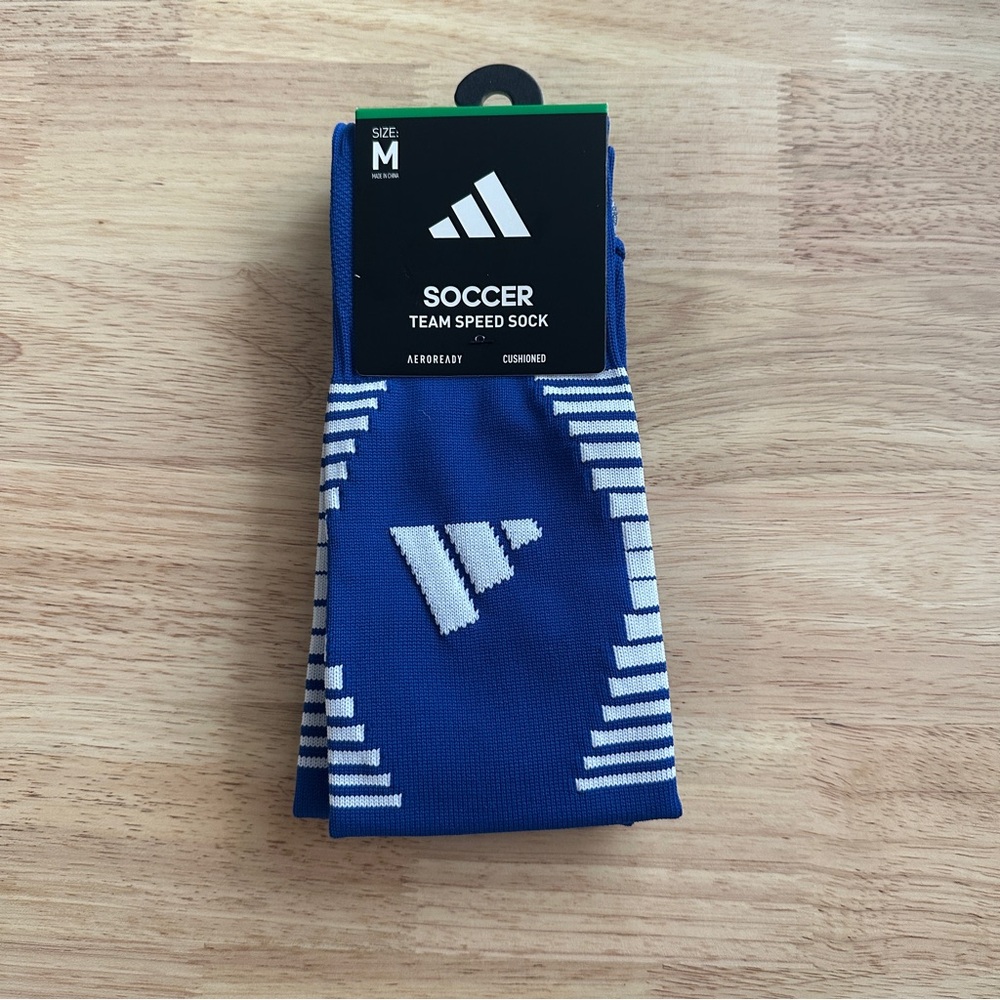 Adidas Soccer Team Speed Socks Royal Blue and White Size M NWT MSRP $18